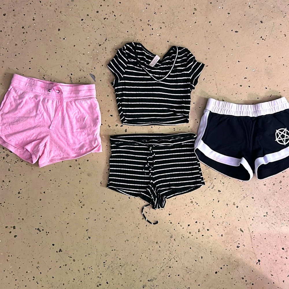 One matching set and two short shorts